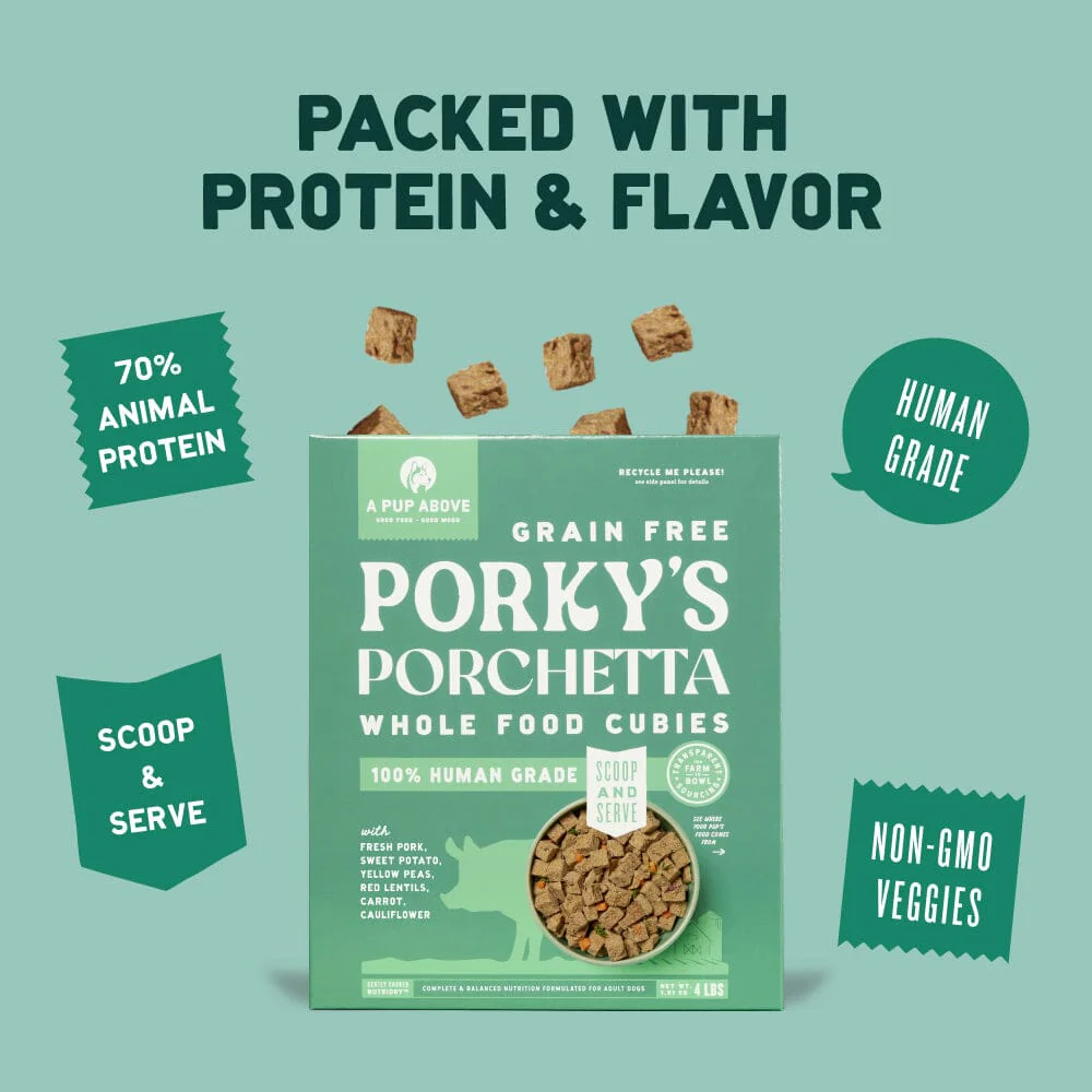 A Pup Above Cubies Grain-Free Pork's Porchetta Air-Dried Dog Food - 2.5 Oz - 10 Count - Image 4