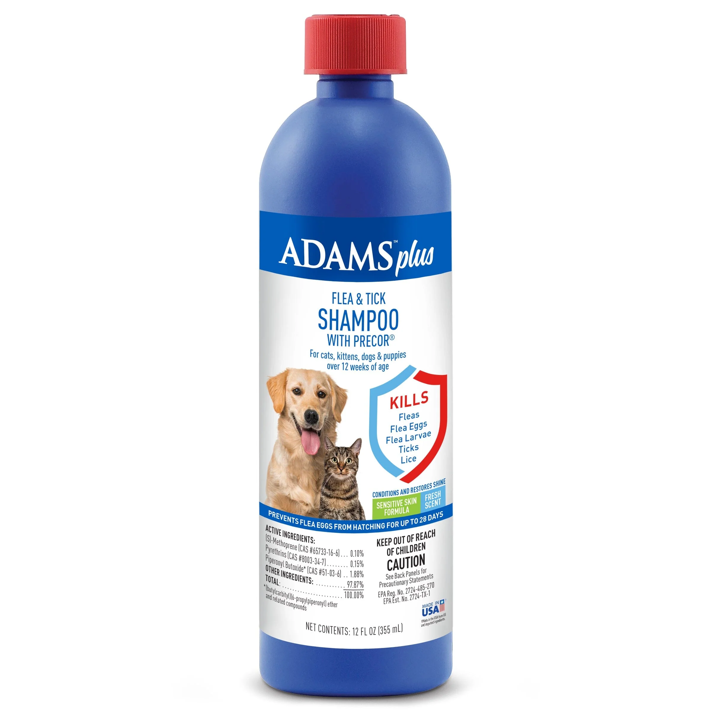 Adams Plus Flea & Tick Shampoo with Precor - 12 fl Oz