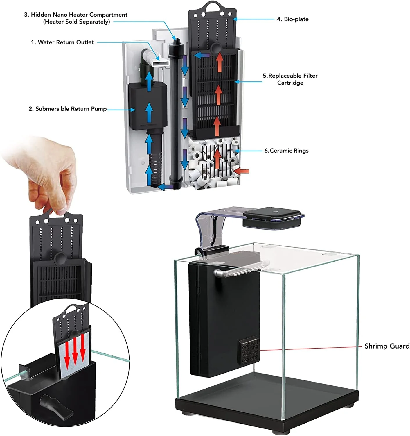 Aquatop Pisces Nano Cube Glass Aquarium - Black - 5 Gal - Image 4