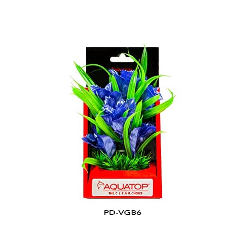 Aquatop Vibrant Garden Plant Boxed Plastic Aquarium Plant - Blue - 6