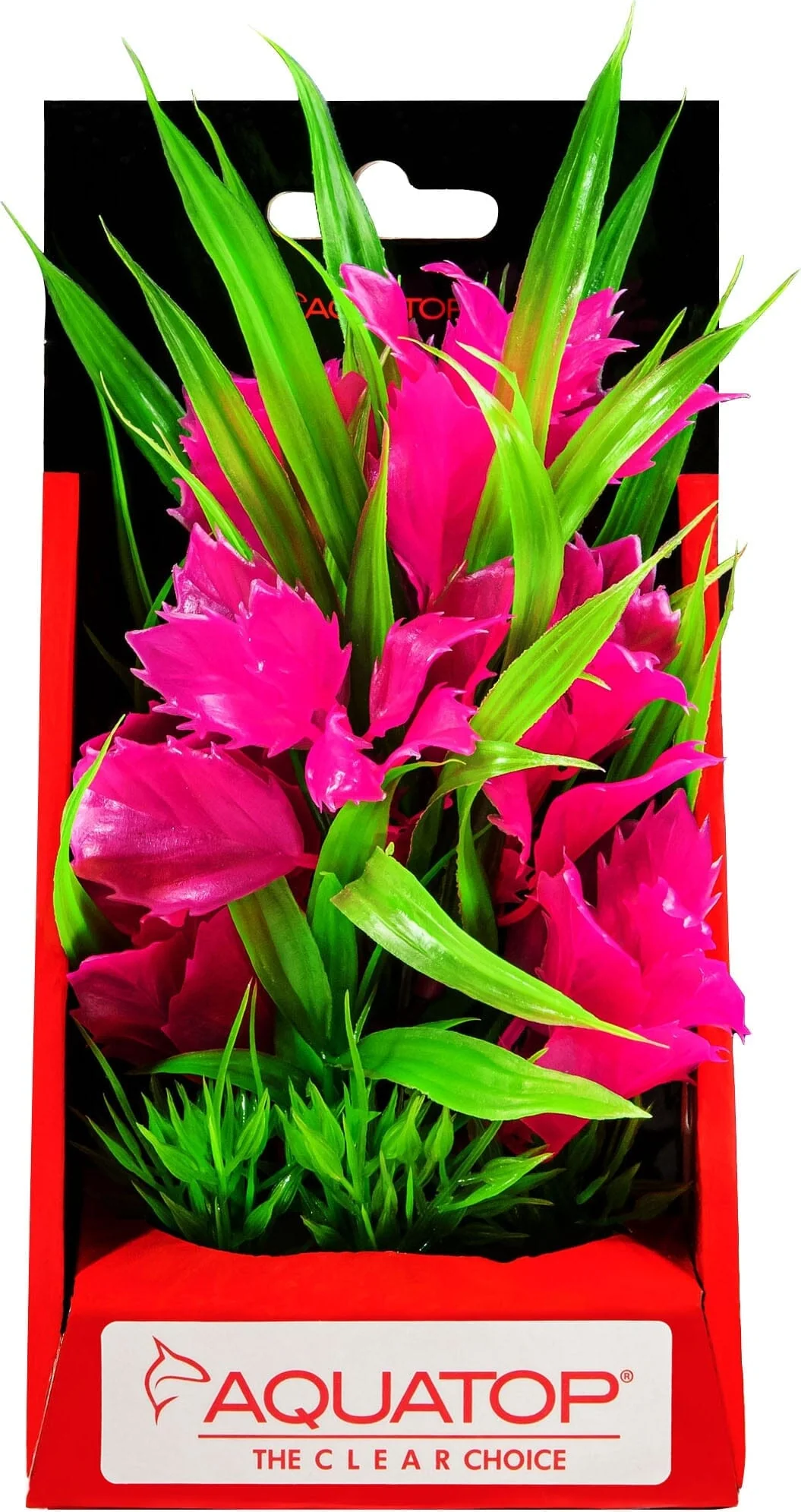 Aquatop Vibrant Passion Plant Boxed Plastic Aquarium Plant - Pink - 6