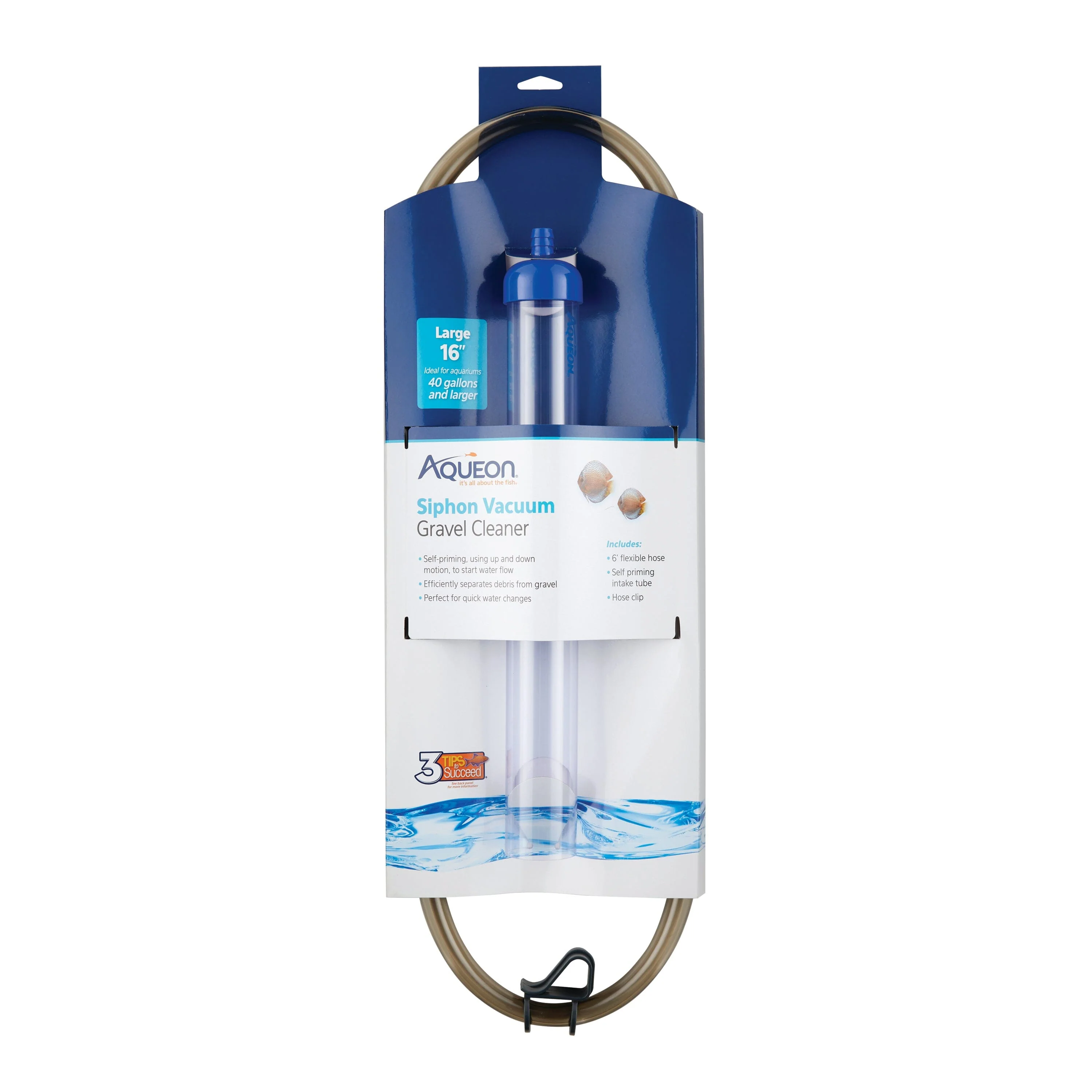 Aqueon Aquarium Siphon Vacuum Gravel Cleaner No Bulb - Large - 16 in