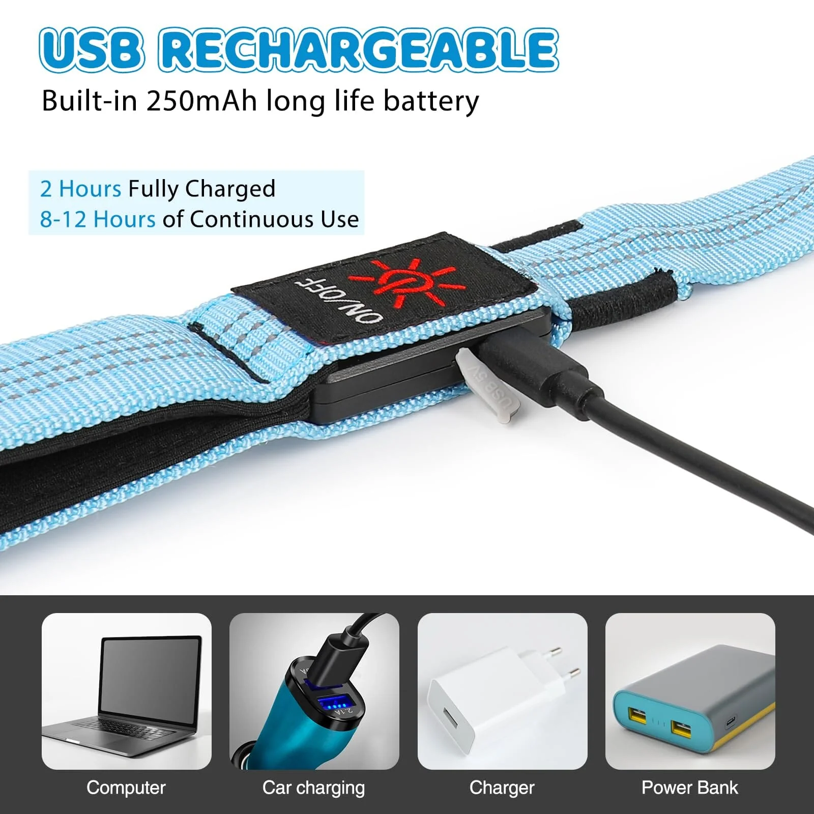 Bella and Max USB LED Flashing Bungee Dog Leash - Orange - Image 3