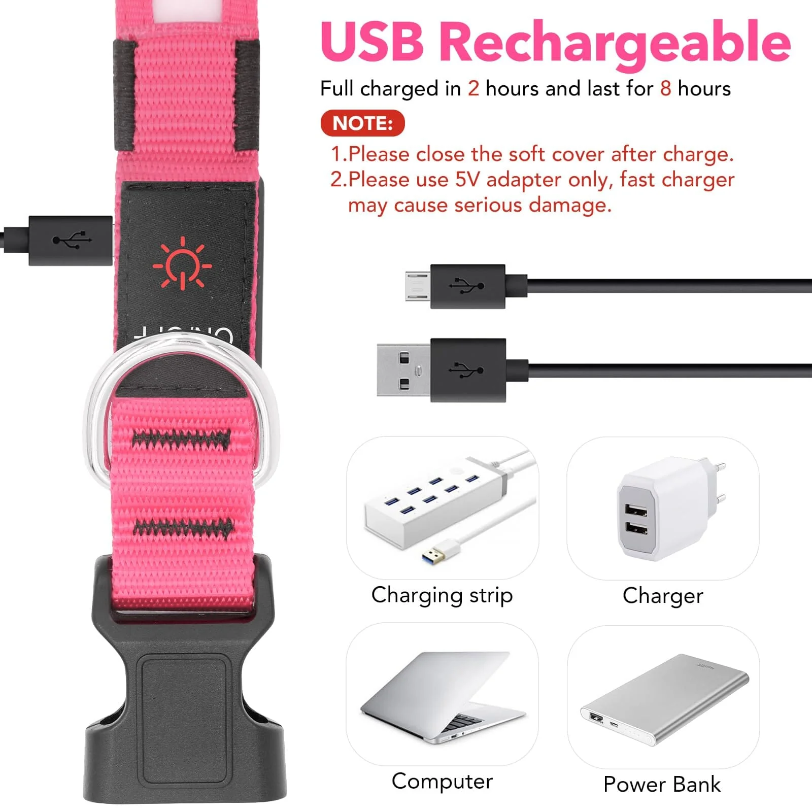 Bella and Max USB LED Flashing Warrior Dog Collar - Image 3