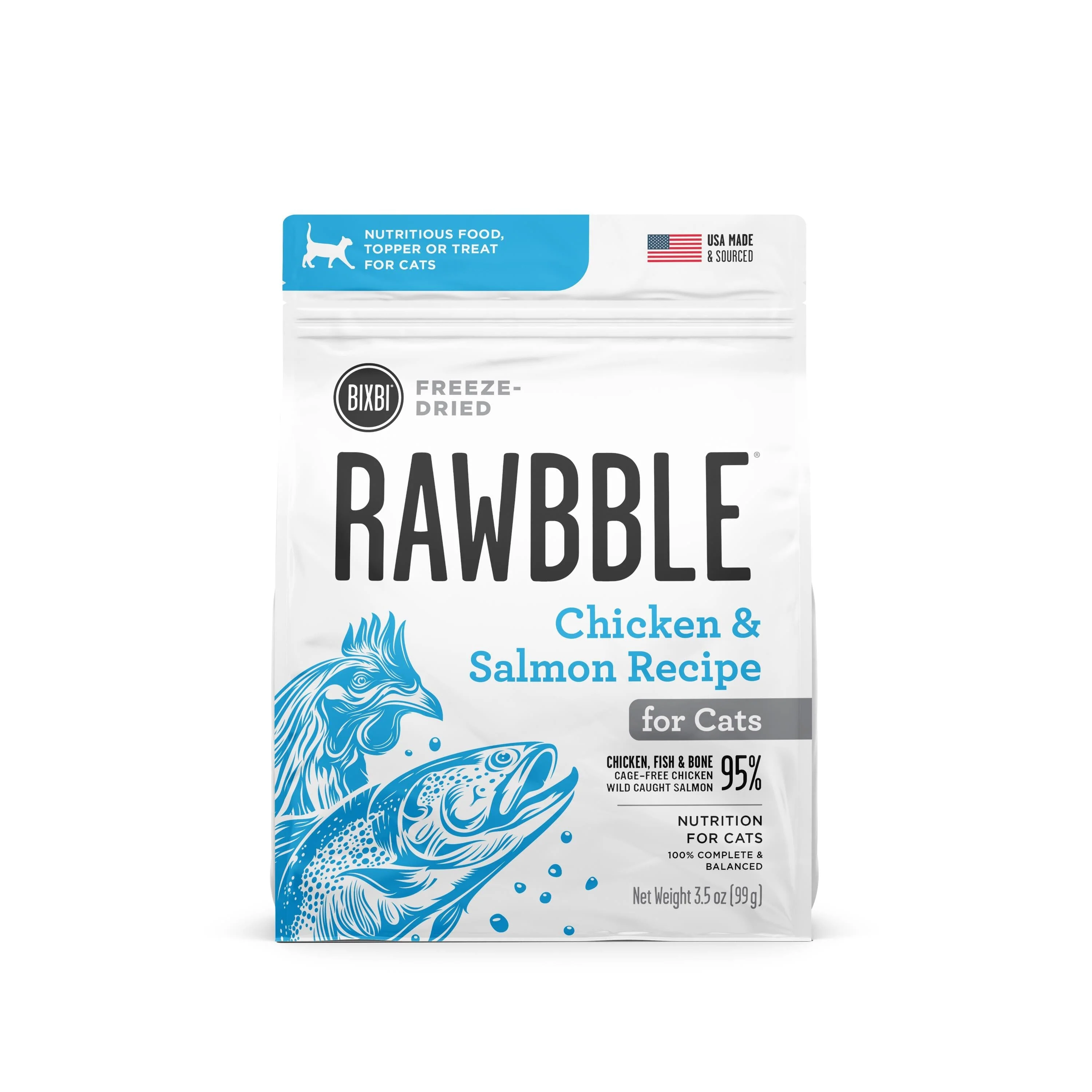 Bixbi Rawbble Chicken and Salmon Freeze-Dried Cat Food - 3.5 Oz