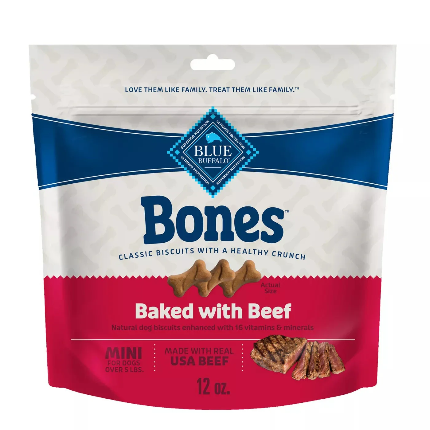 Blue Buffalo Bone Crunchy Dog Biscuits - Mini - 12 Oz
