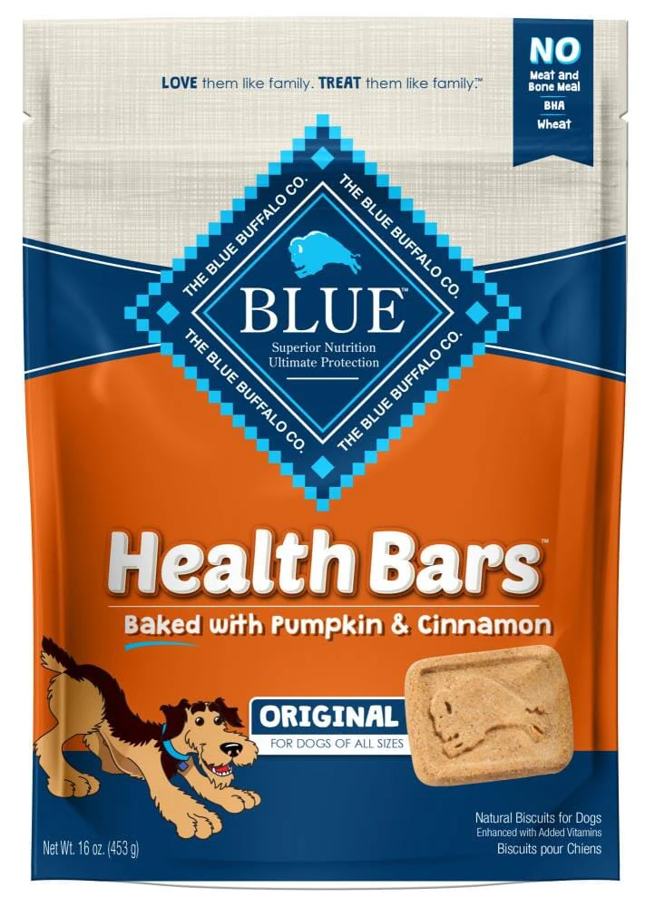 Blue Buffalo Health Bars Pumpkin and Cinnamon Dog Biscuits Treats - 16 Oz
