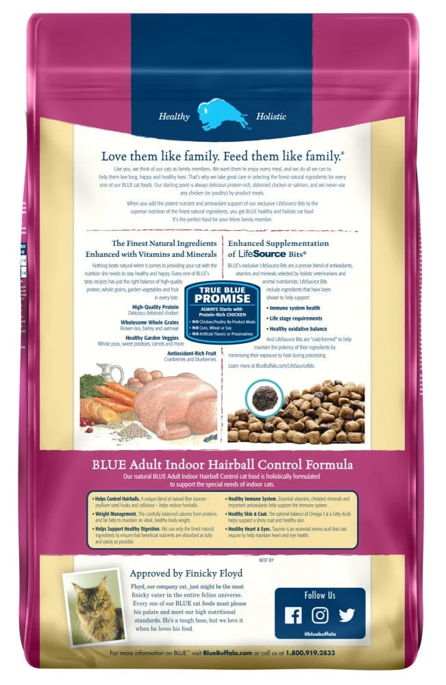 Blue Buffalo Indoor Hairball Control Chicken & Brown Rice Recipe Dry Cat Food - Image 4
