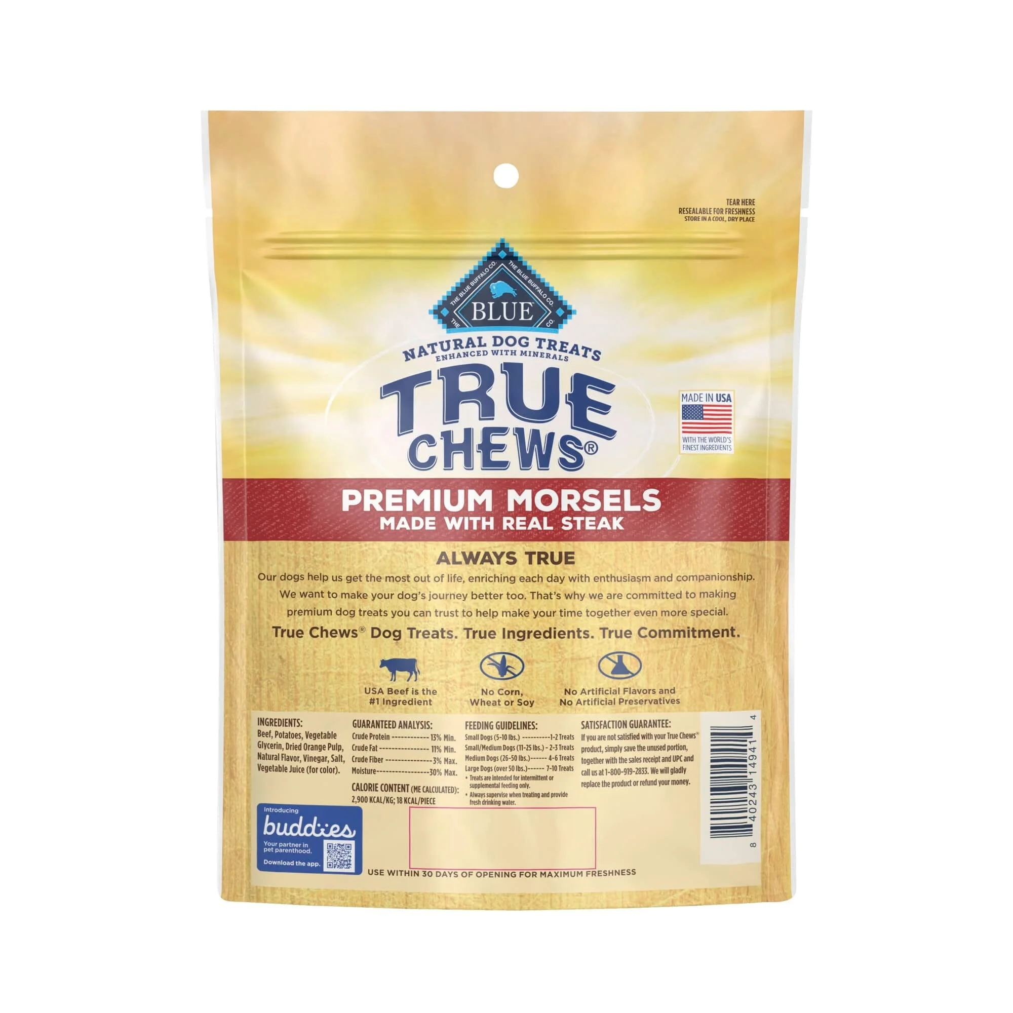 Blue Buffalo True Chews Premium Morsals Real Steak Natural Dog Treats - 10 Oz - Image 2