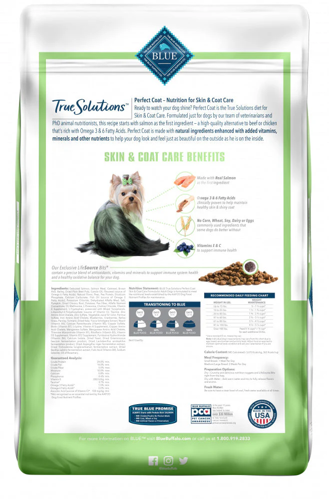 Blue Buffalo True Solutions Perfect Coat Natural Skin & Coat Care Salmon Recipe Adult Dry Dog Food - Image 4