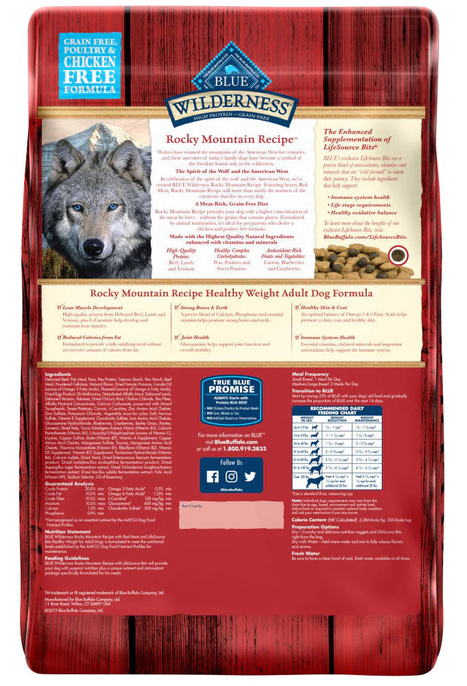 Blue Buffalo Wilderness Rocky Mountain Healthy Weight Grain Free Natural Red Meat High Protein Recipe Adult Dry Dog Food - Image 7