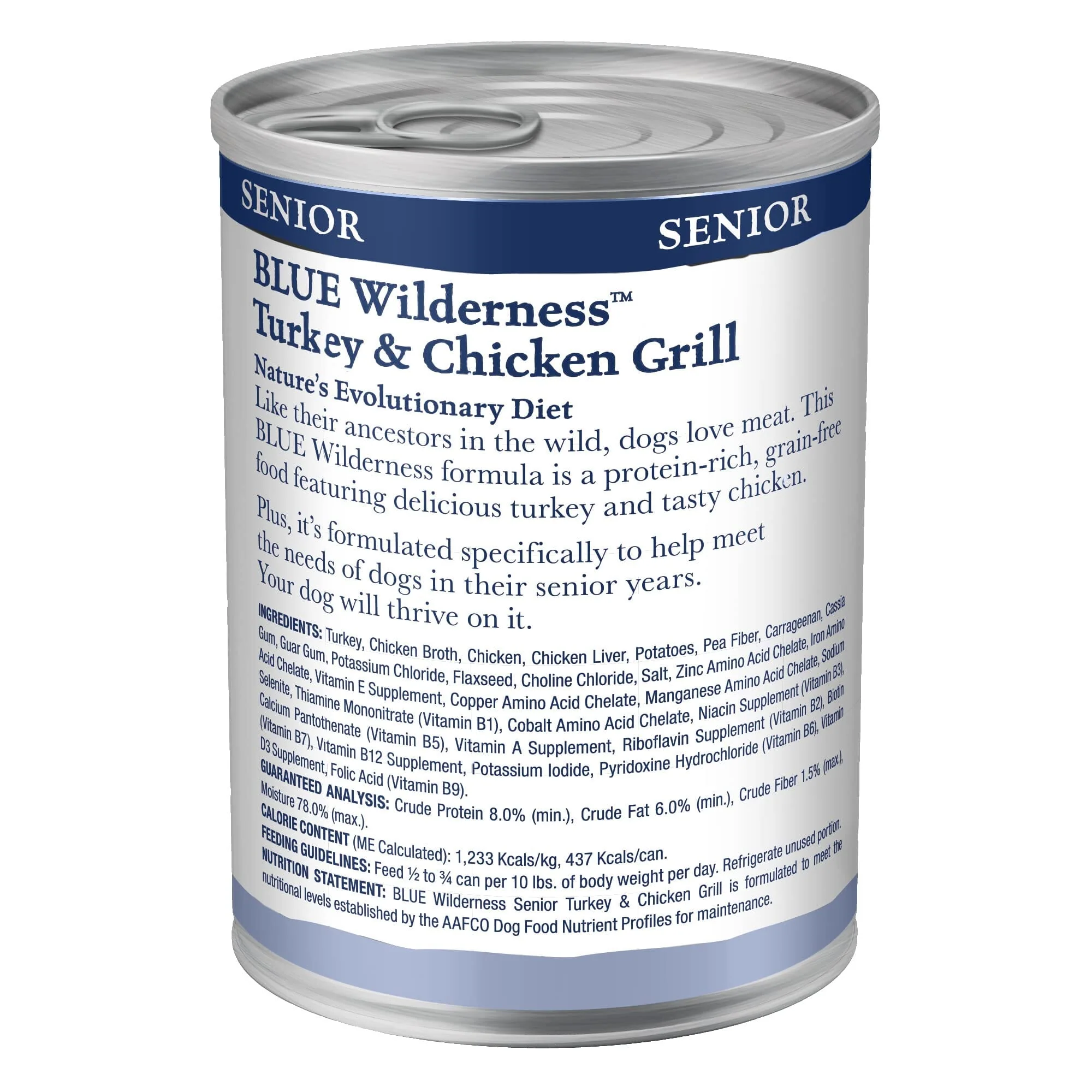 Blue Buffalo Wilderness Senior Grain-Free Grilled Turkey and Chicken Canned Dog Food - 12.5 Oz - Case of 12 - Image 3