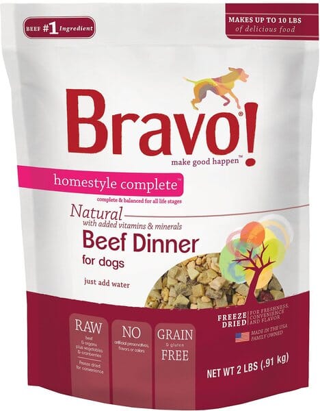 Bravo! Freeze Dried Homestyle Complete Beef Dinner For Dogs Food