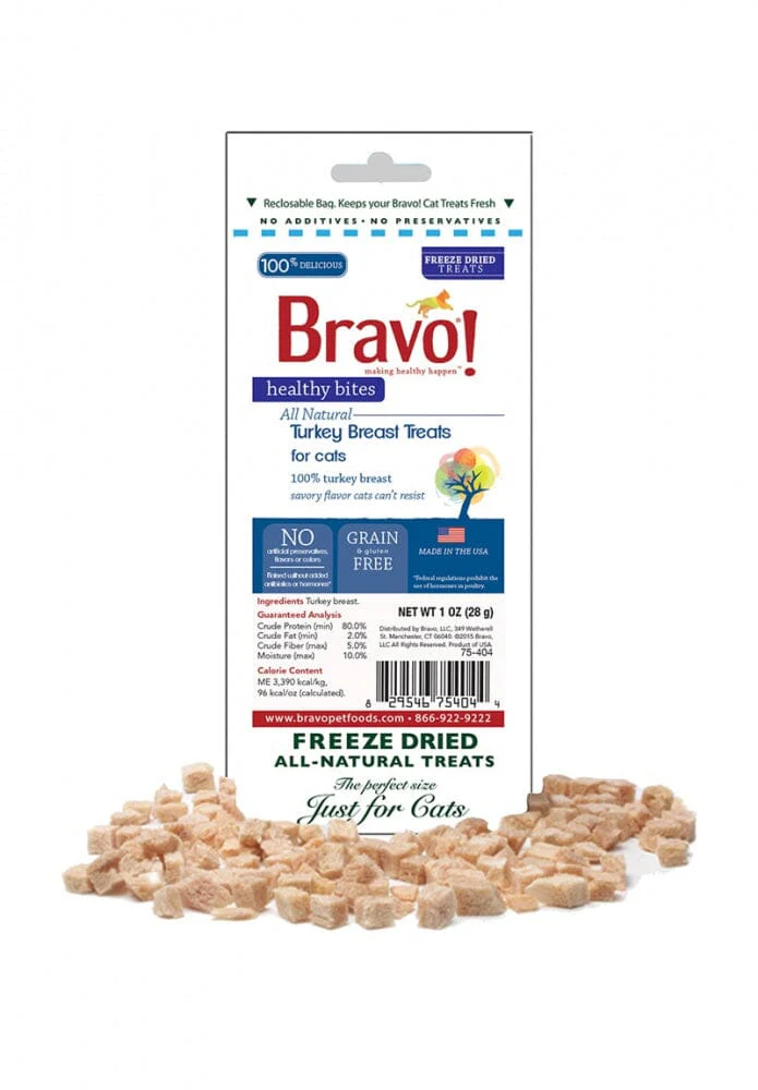 Bravo! Healthy Bites Grain Free Turkey Breast Freeze-Dried Cat Treats - Image 2