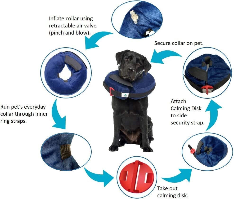 Calm Paws Protective Inflatable Dog Collar with Dog Calming Disk - Large - Image 6