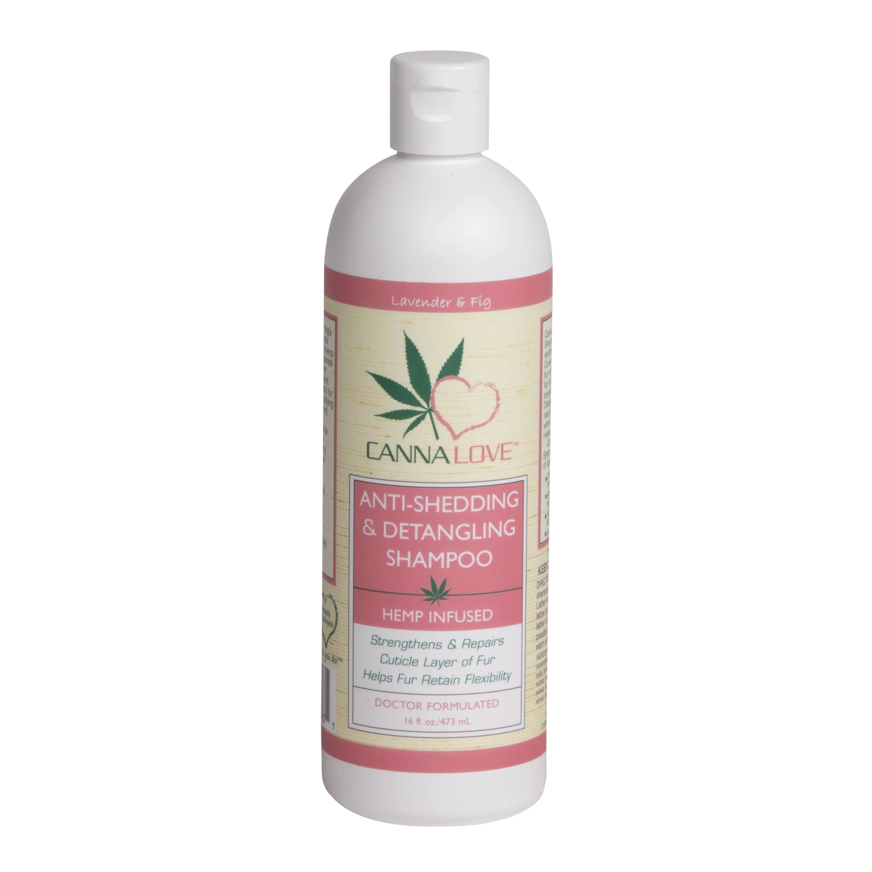 CannaLove Anti-Shedding & Detangling Hemp Infused Dog Shampoo - 16 fl Oz