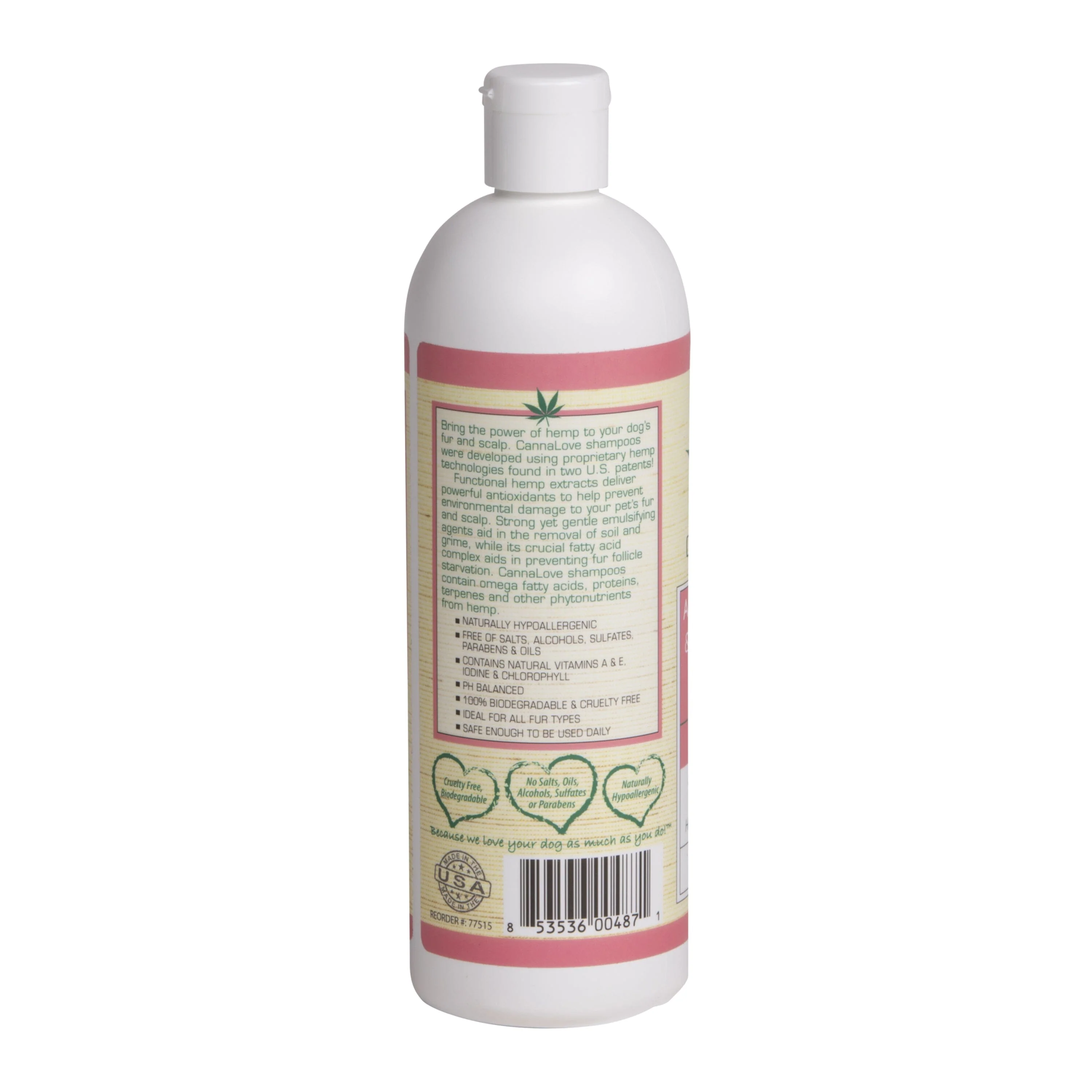 CannaLove Anti-Shedding & Detangling Hemp Infused Dog Shampoo - 16 fl Oz - Image 2