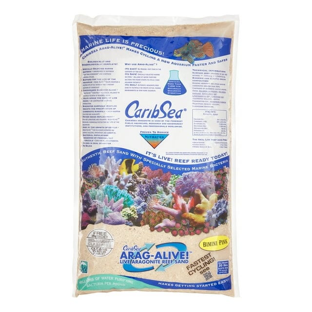 CaribSea Arag-Alive Bimini Pink Live Saltwater Reef Aquarium Sand - 20 Lbs - 2 Pack