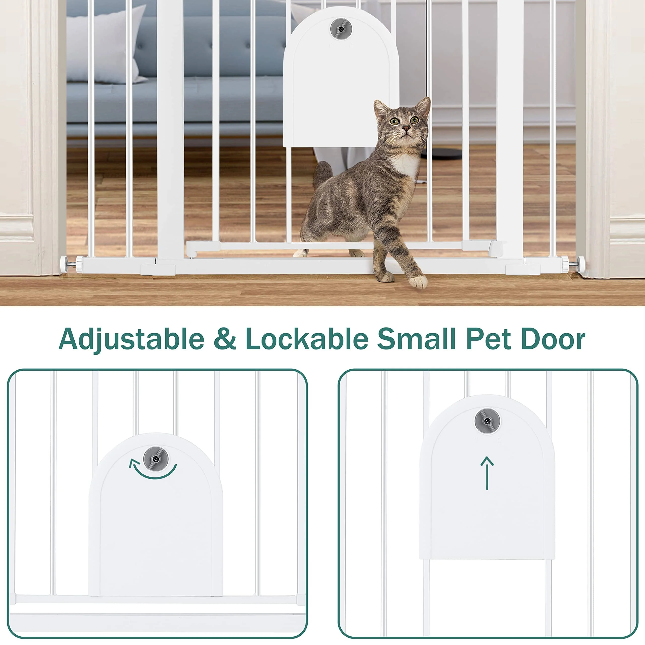 Carlson Pet Extra-Tall Walk-Through Metal Pet Gate with 10X7" Door - White - L: 29-52" X W: 2" X H: 41" - Image 4