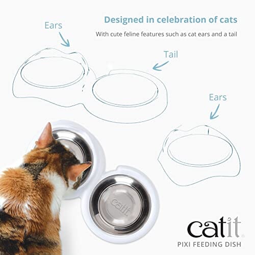 Catit PIXI Feeding Dish Pet Food Bowl with Removable Stainless Steel Bowl - White - Image 3