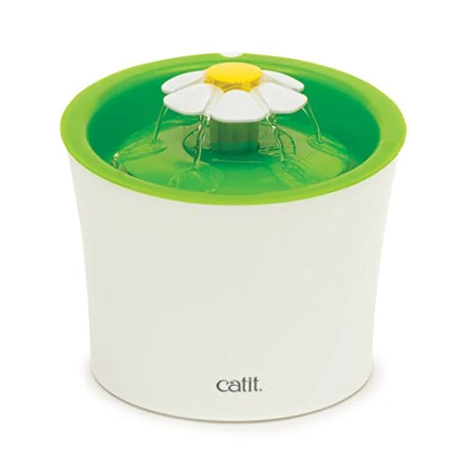 Catit Senses 2.0 Flower Cat Drinking Fountain with Triple Action Water Filter - Green - 3 Ltr
