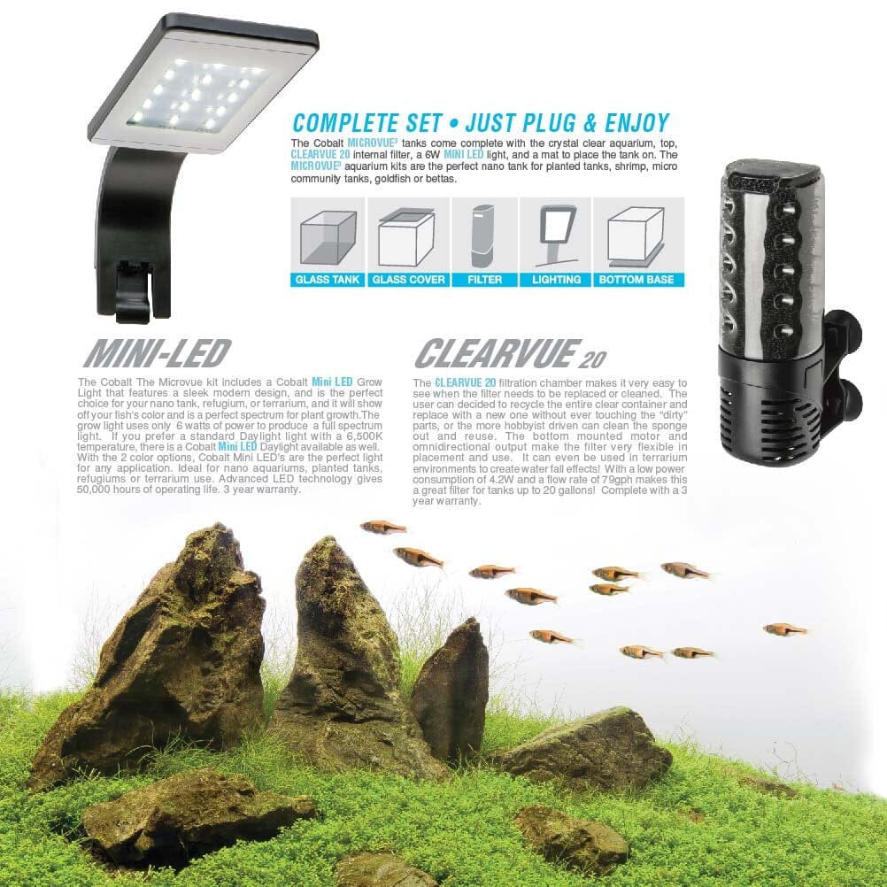 Cobalt Aquatics Microvue3 10 Glass Aquarium Kit - 2.6 Gal - Image 3