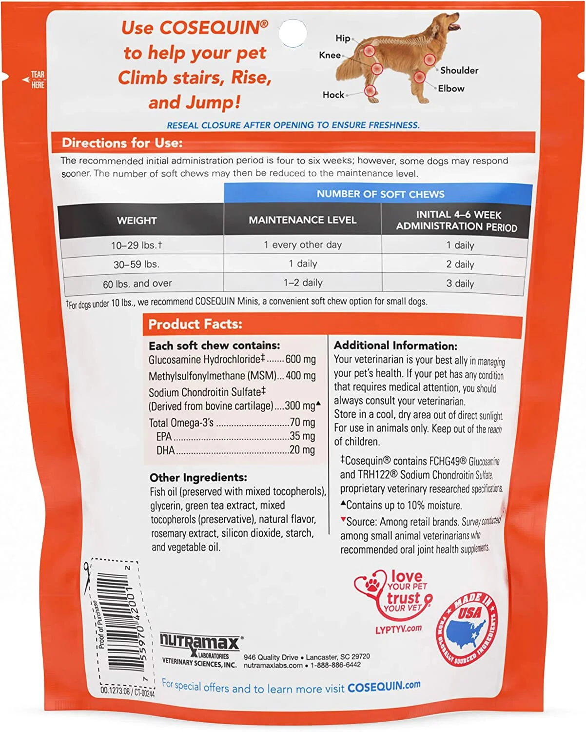 Cosequin Ds Max Strength + Msm Chews Dogs Mass Dog Joint Care - 60 Count - Image 3