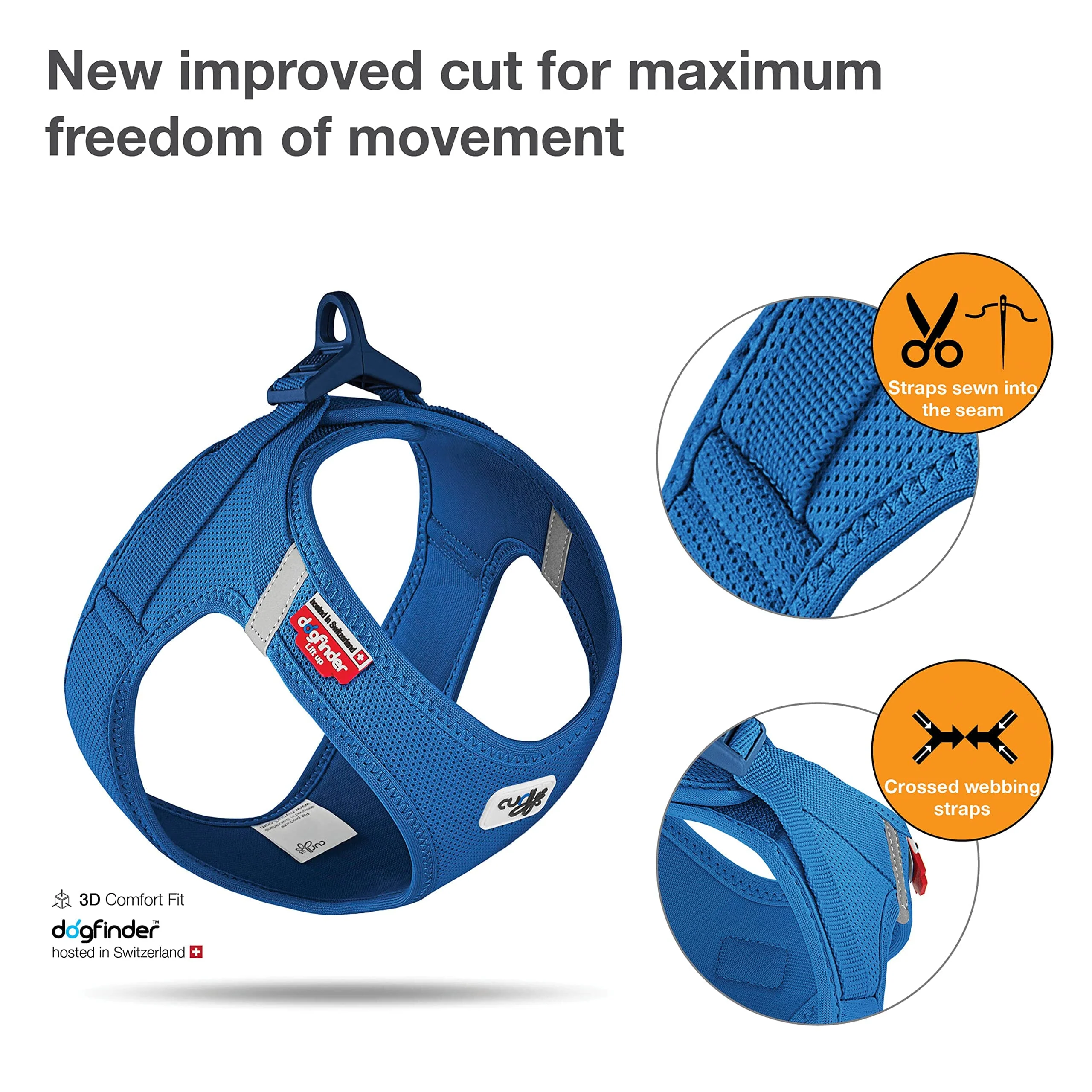 Curli Clasp Mesh Vest Dog Harness - Blue - XXXS - Image 2