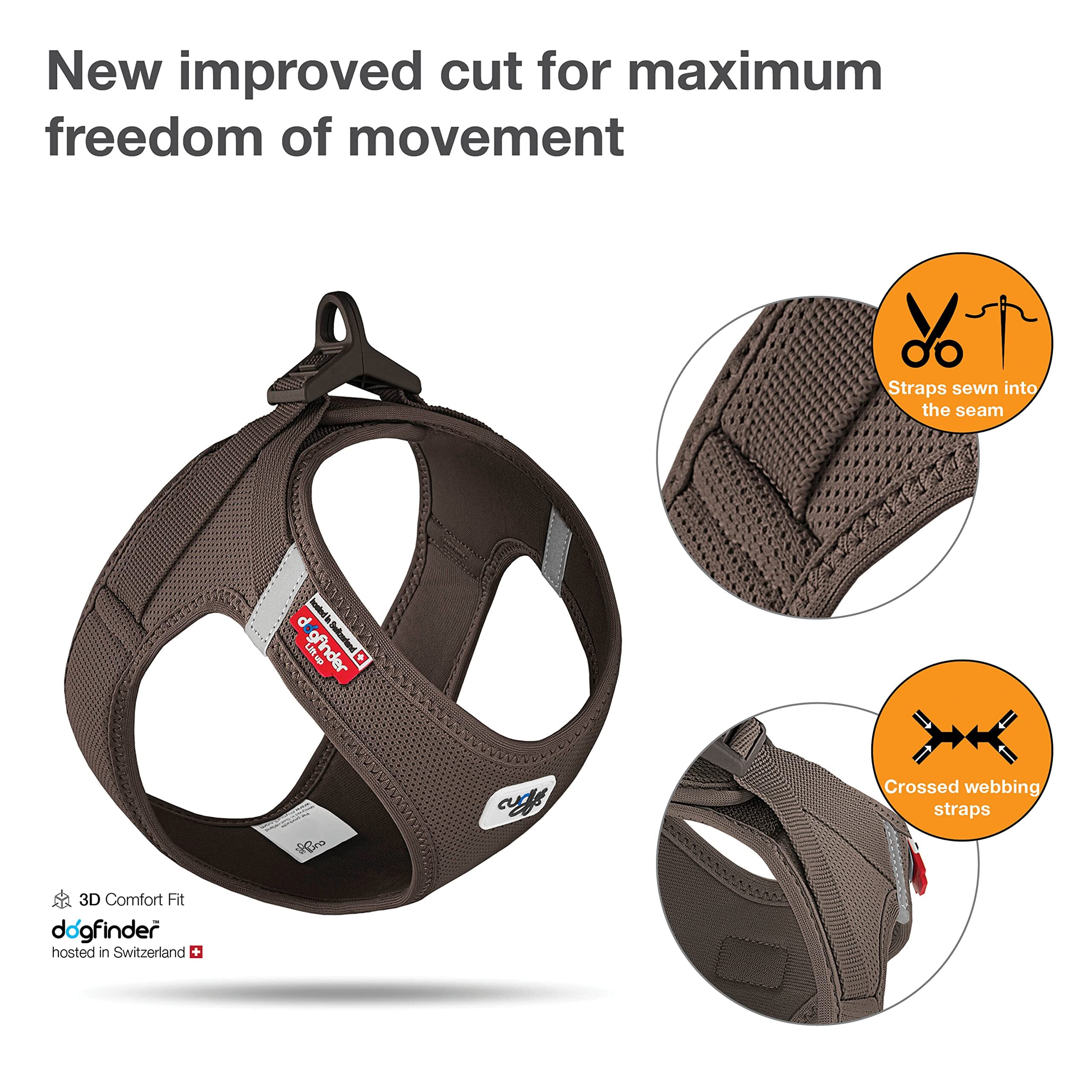 Curli Clasp Mesh Vest Dog Harness - Brown - XXXS - Image 2