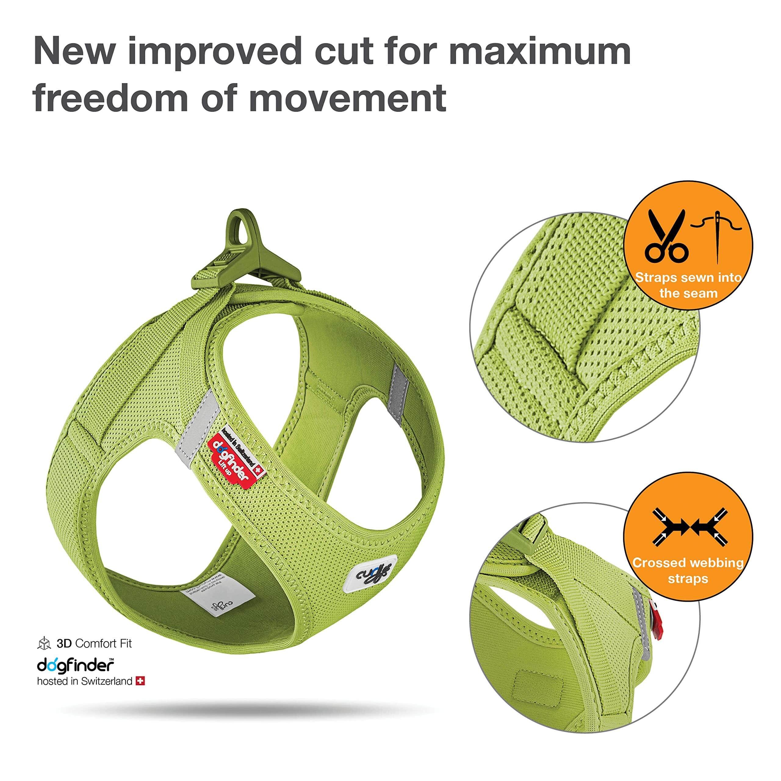 Curli Clasp Mesh Vest Dog Harness - Lime - Extra Small - Image 2