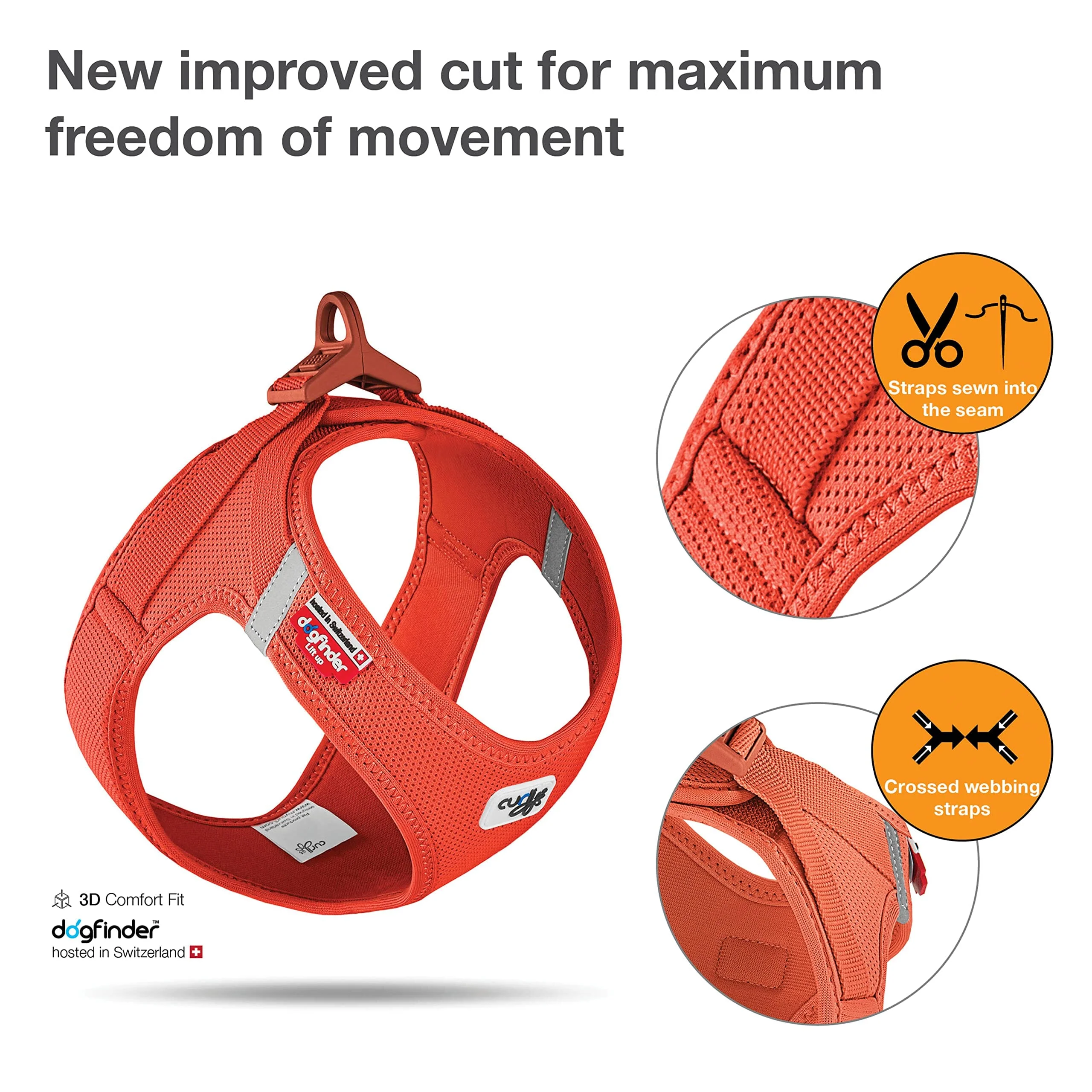 Curli Clasp Mesh Vest Dog Harness - Orange - Medium - Image 2