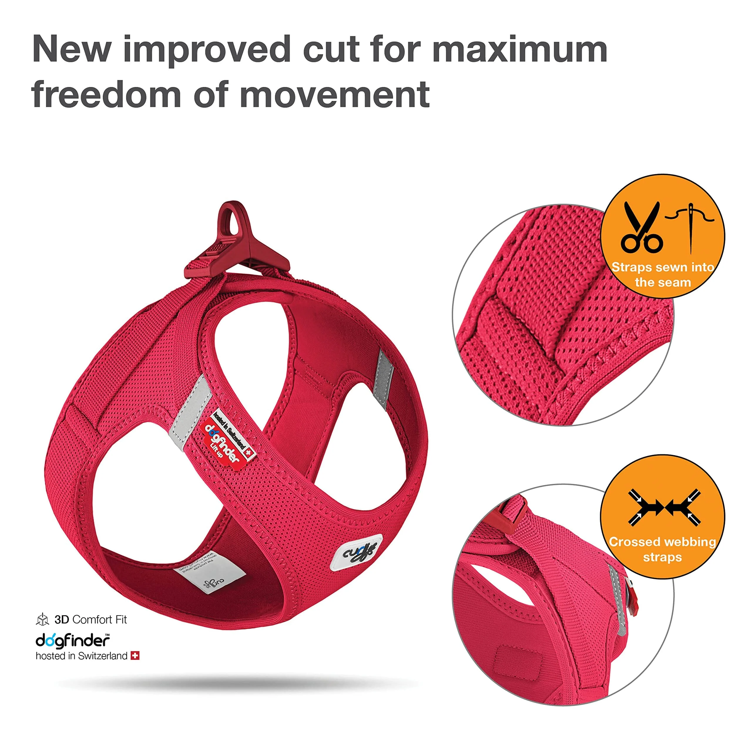 Curli Clasp Mesh Vest Dog Harness - Red - Extra Small - Image 2