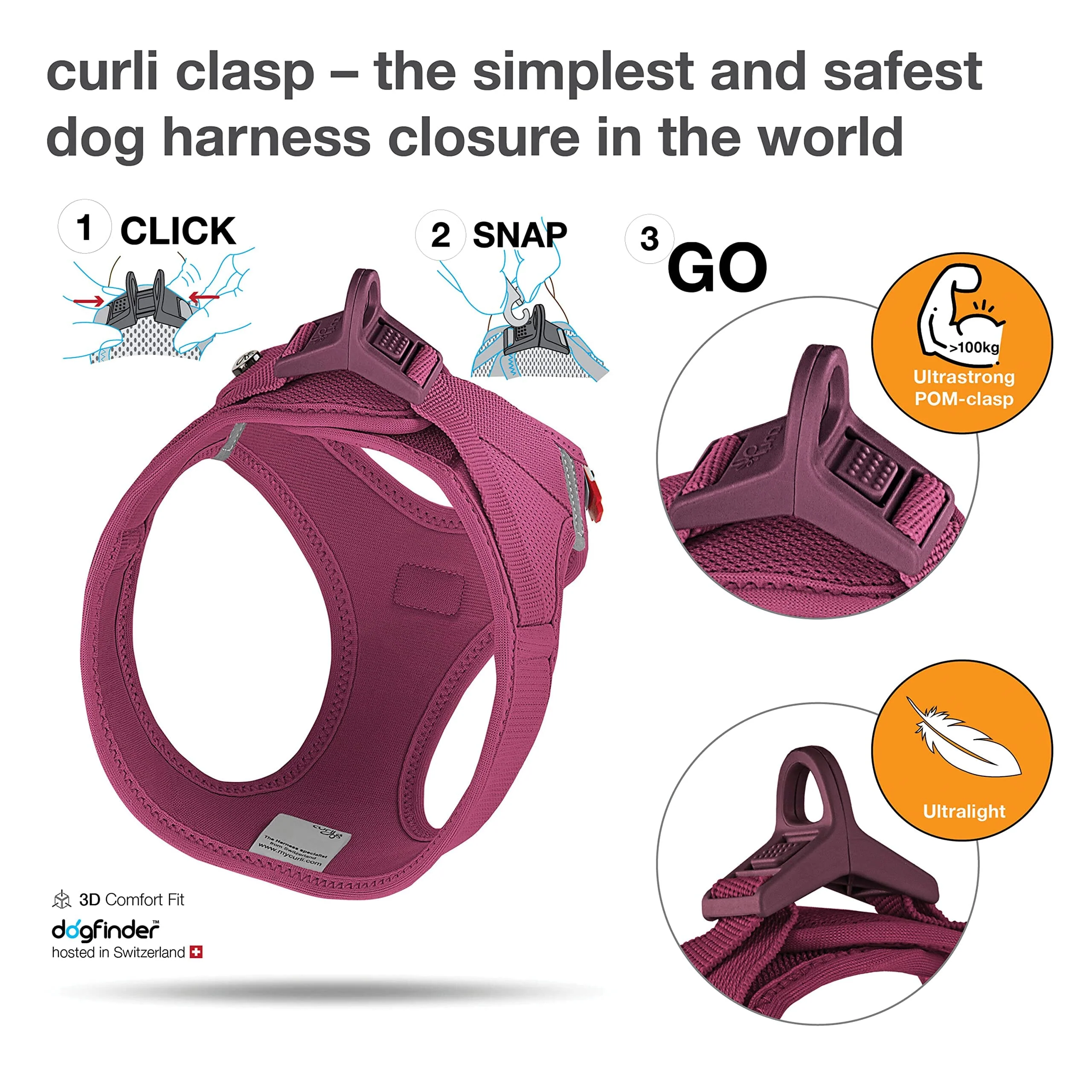 Curli Clasp Mesh Vest Dog Harness - Ruby - X-Large - Image 3