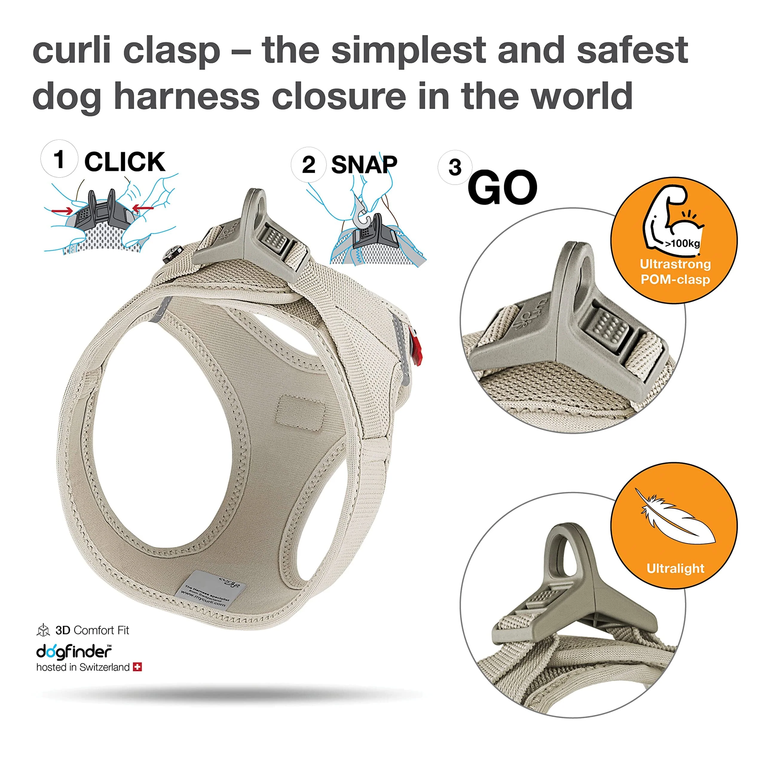 Curli Clasp Mesh Vest Dog Harness - Sky Blue - Large - Image 3