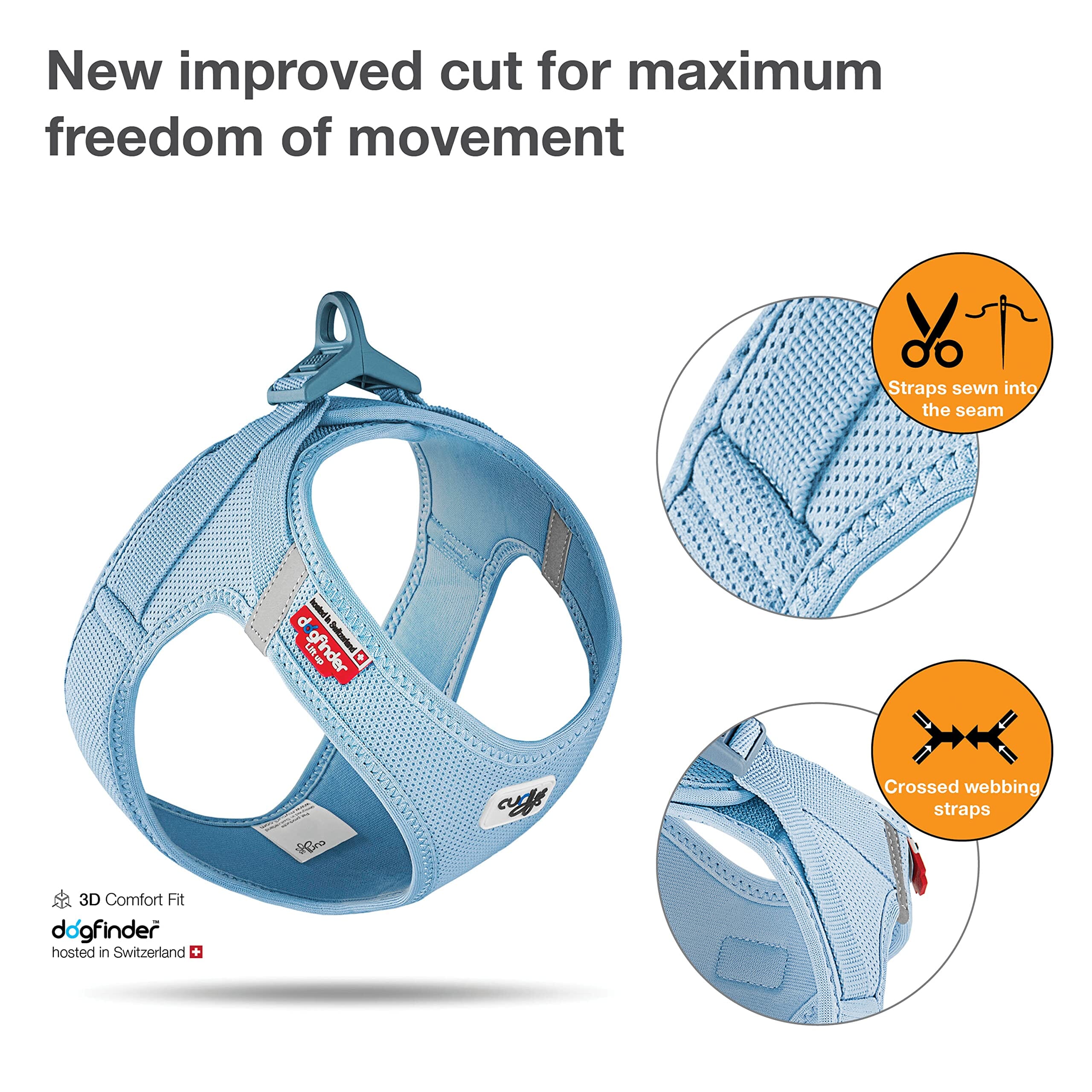 Curli Clasp Mesh Vest Dog Harness - Sky Blue - X-Large - Image 2