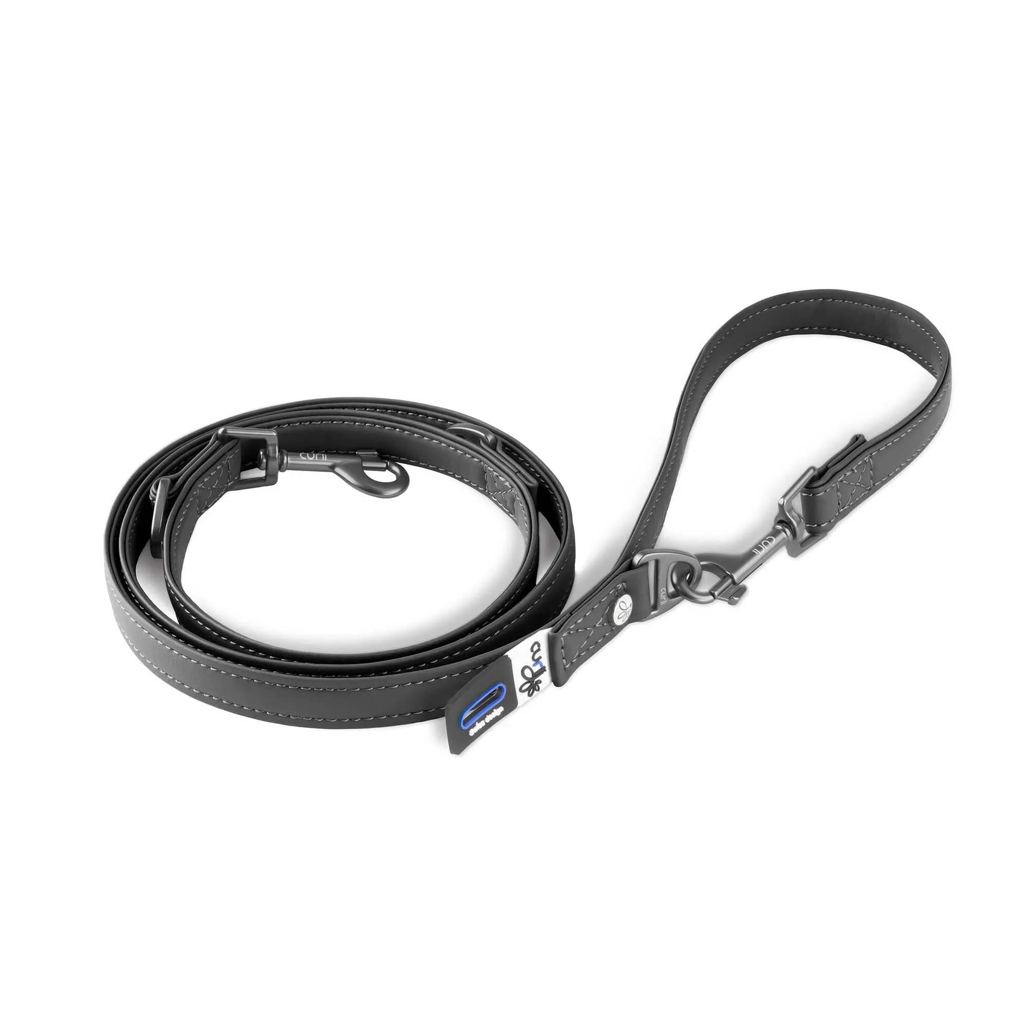 Curli Leather Adjustable Dog Leash - Black - Small