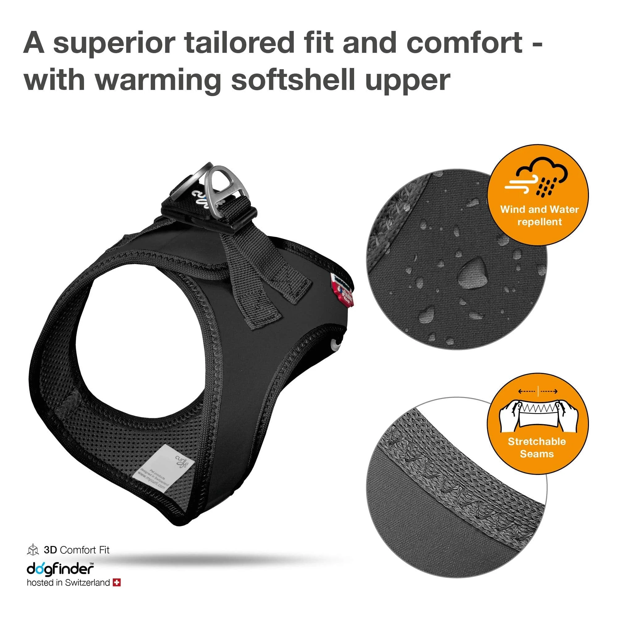 Curli Leather Dog Harness - Black - Extra Small - Image 3