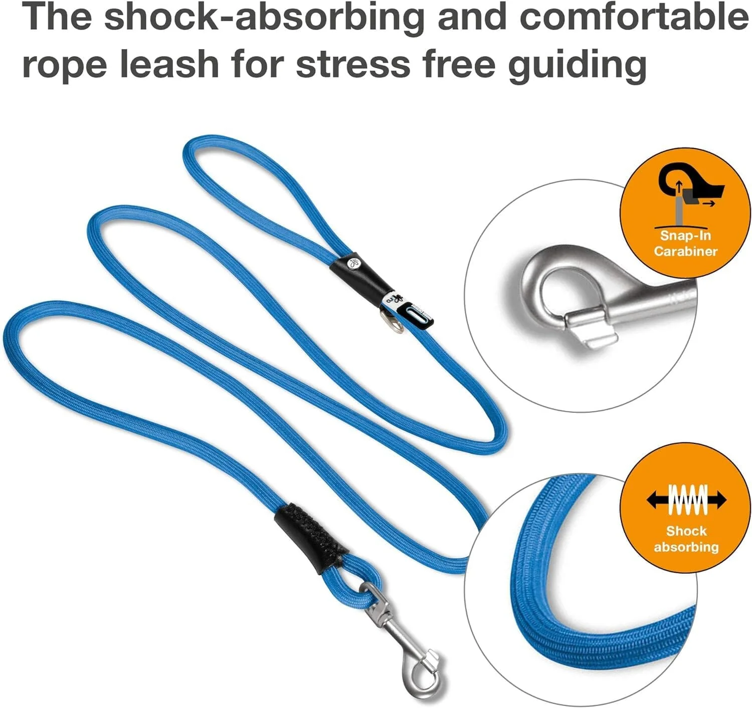 Curli Stretch Comfort Dog Leash - Blue - Large - Image 2