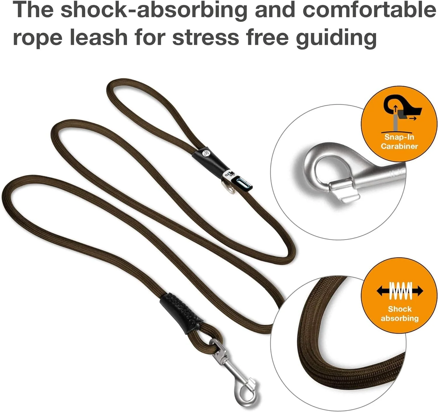 Curli Stretch Comfort Dog Leash - Brown - Large - Image 2