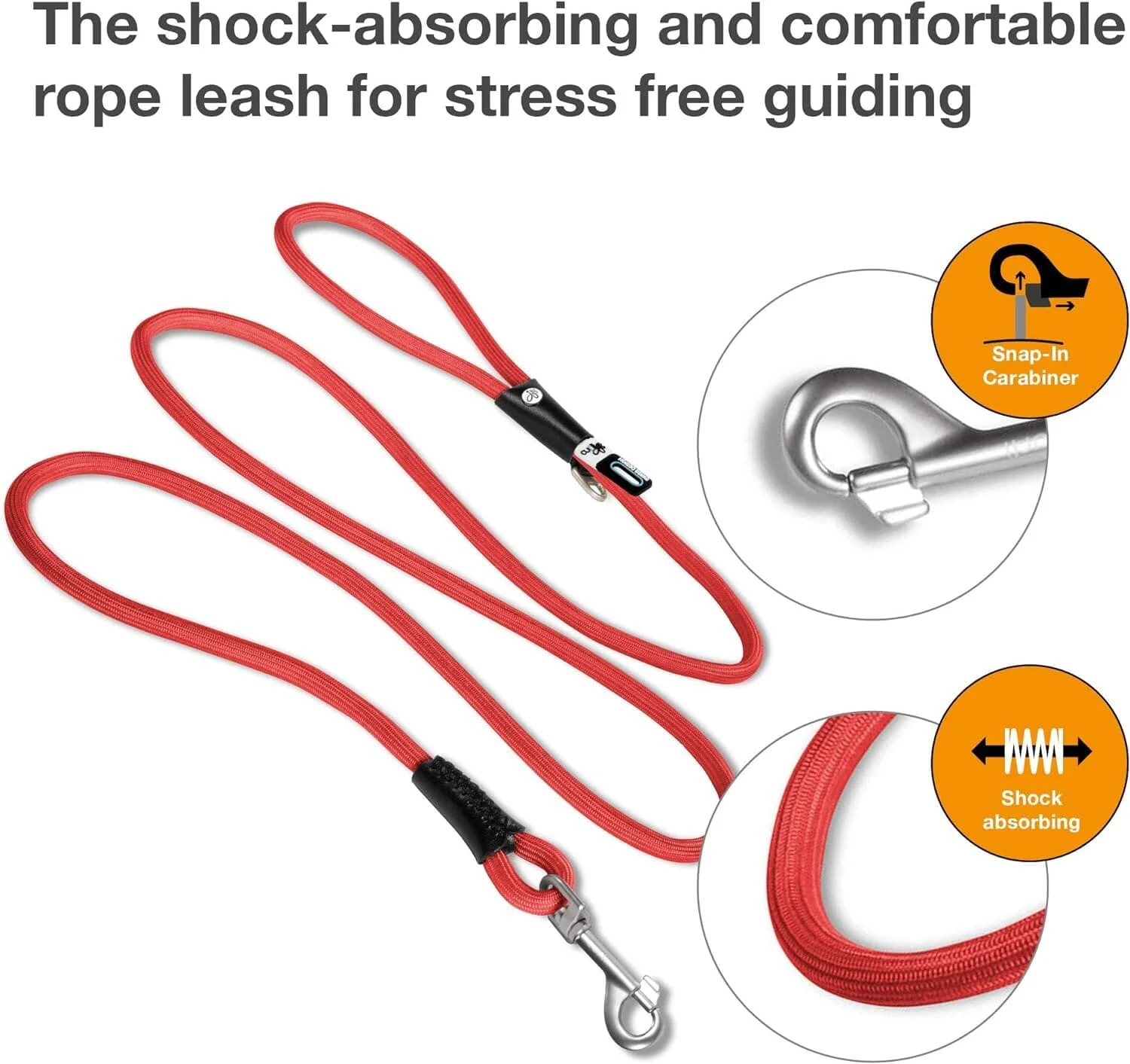 Curli Stretch Comfort Dog Leash - Red - Medium - Image 2