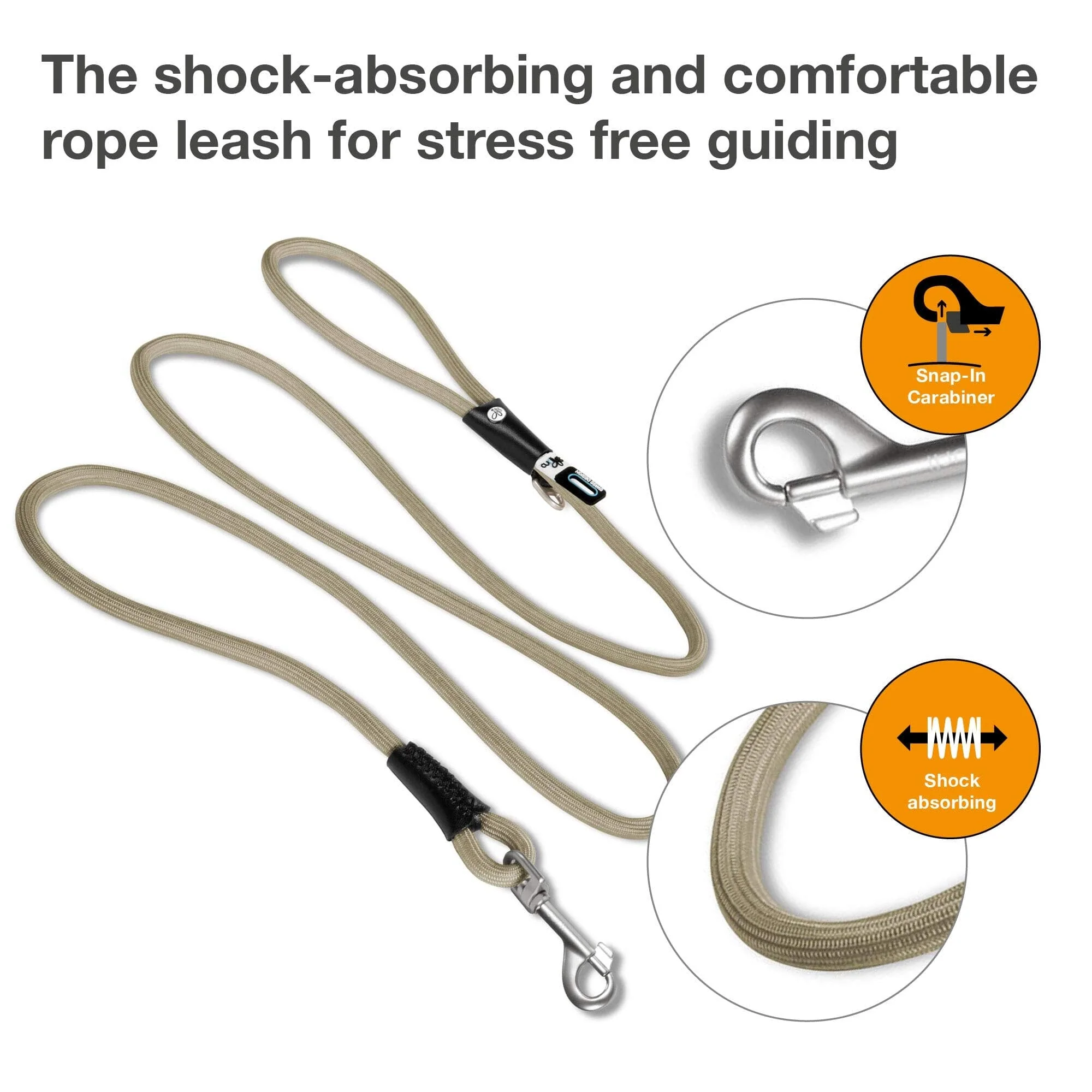 Curli Stretch Comfort Dog Leash - Tan - Large - Image 2
