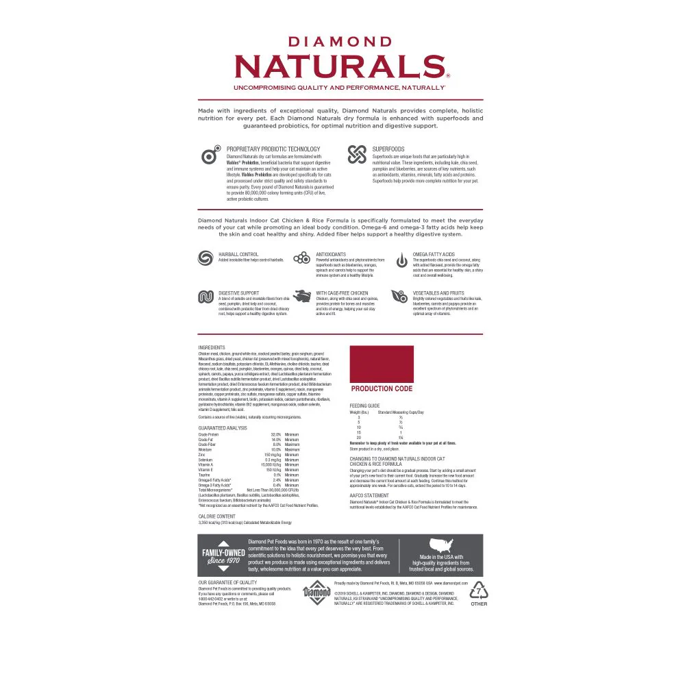 Diamond Naturals Chicken & Rice Indoor Cat Dry Food - Image 2