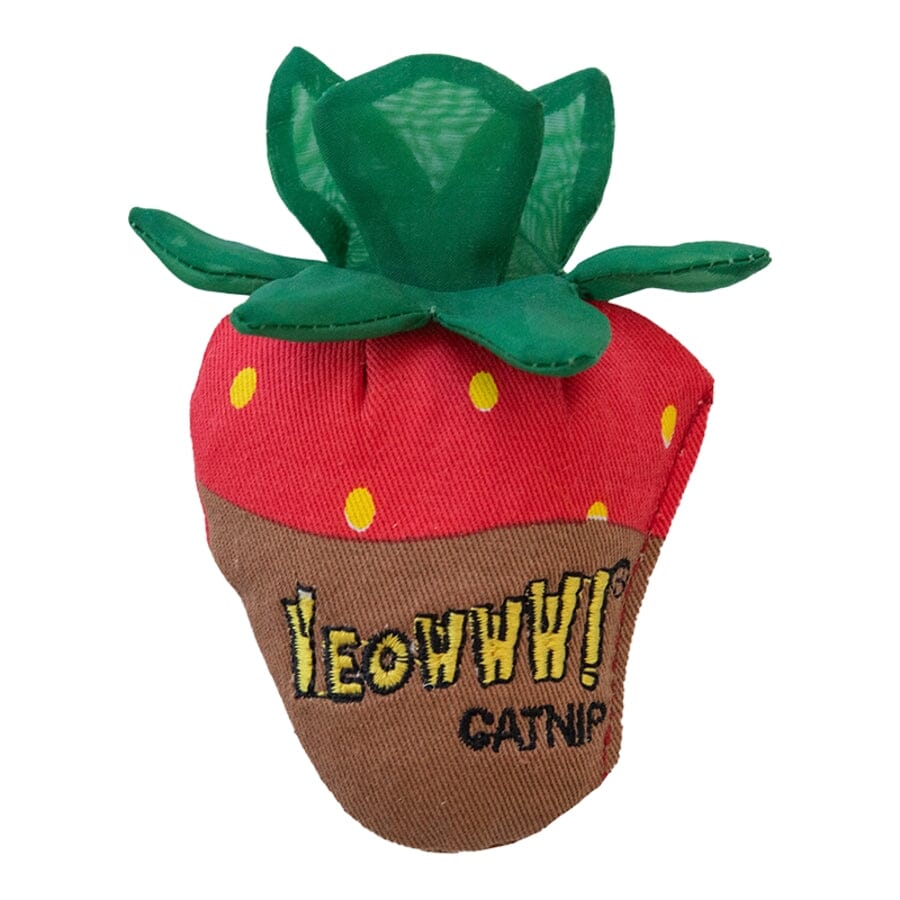 Ducky World Yeowww! Chocolate Dipped Strawberries Plush Catnip Cat Toys - 3 Pack