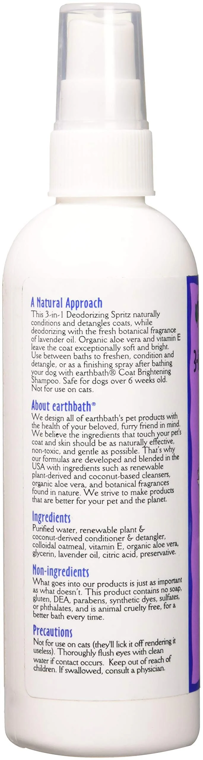 Earthbath Lavender 3-in-1 Deodorizing Detangling and Conditioning Spritz Dog Spray - 8 Oz - Image 3