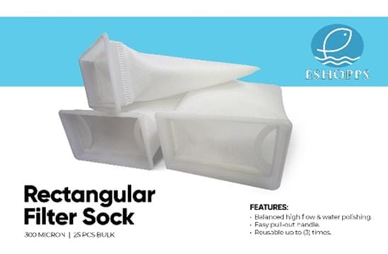 EShopps 300 Micron Rectangular Filter Sock - 4" Inch - 25 Pack