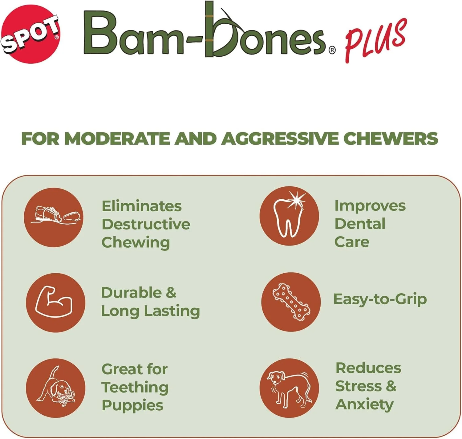 Ethical SPOT Bam-Bones Dino Bone Peanut Butter Flavored Bamboo and Nylon Chew Dog Toy - 7.25 Inch - Image 3