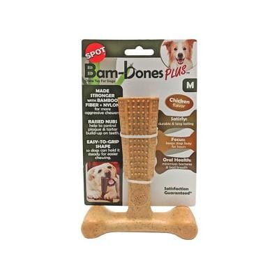 Ethical SPOT Bam-Bones T-Bone Chicken Flavored Bamboo and Nylon Dental Chew Dog Toy - Image 3
