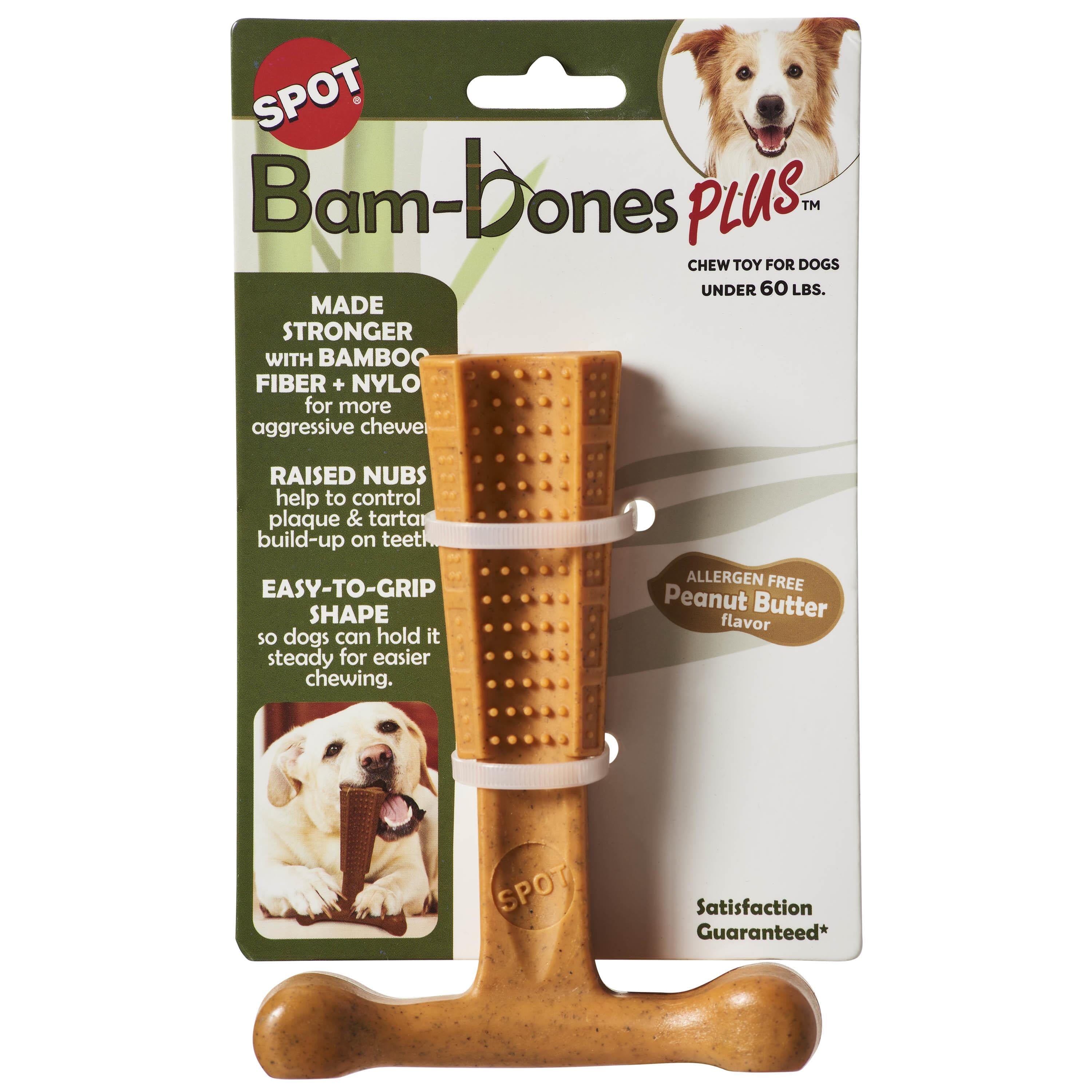 Ethical SPOT Bam-Bones T-Bone Peanut Butter Flavored Bamboo and Nylon Dental Chew Dog Toy - Image 2