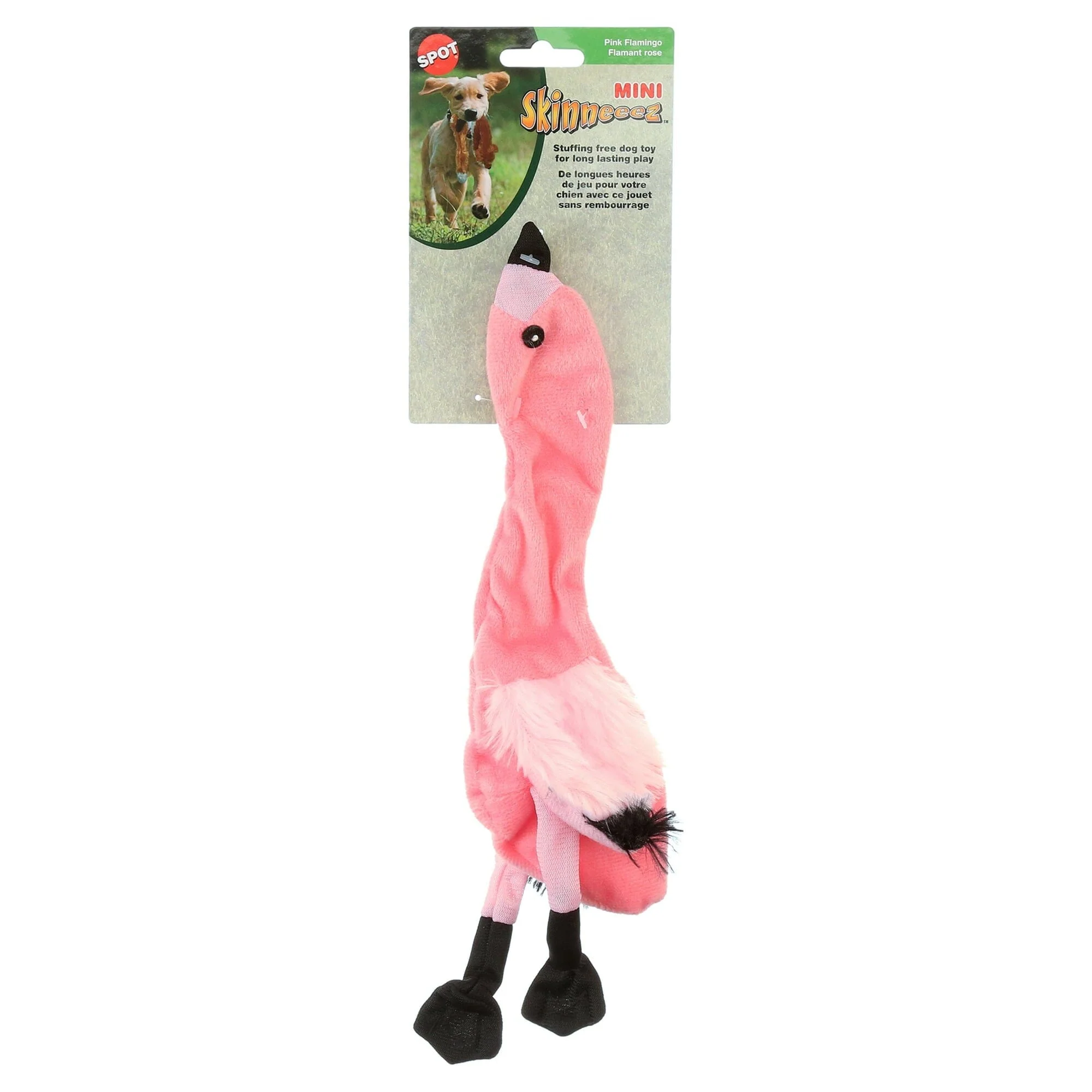Ethical SPOT Skinneeez Stuffing-Free Flamingo Squeak and Soft Dog Toy - Image 5
