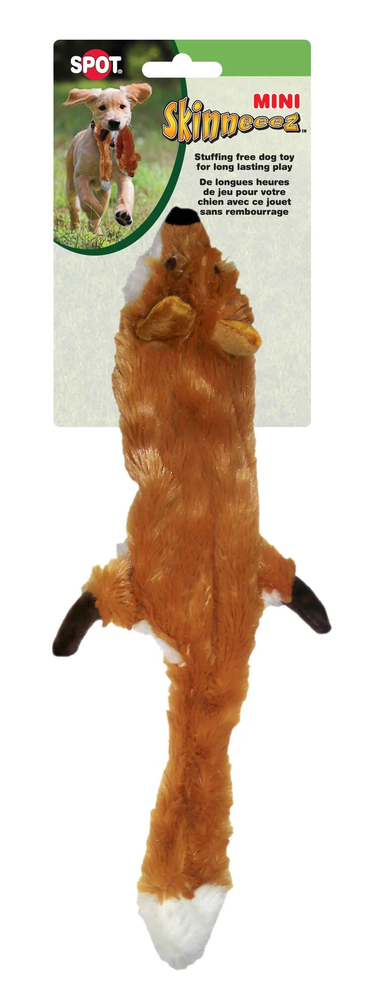 Ethical SPOT Skinneeez Stuffing-Free Fox Squeak and Soft Dog Toy